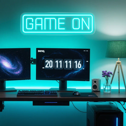 Game On Neon Sign for Gaming Room Esports Setup Streamer Background