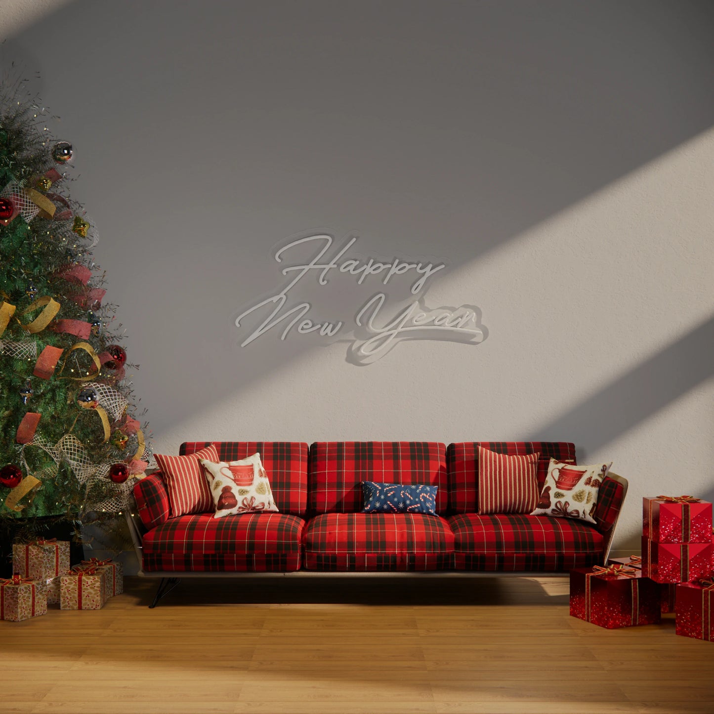 Happy New Year Neon Sign for 2026 NYE Party Backdrop Decor