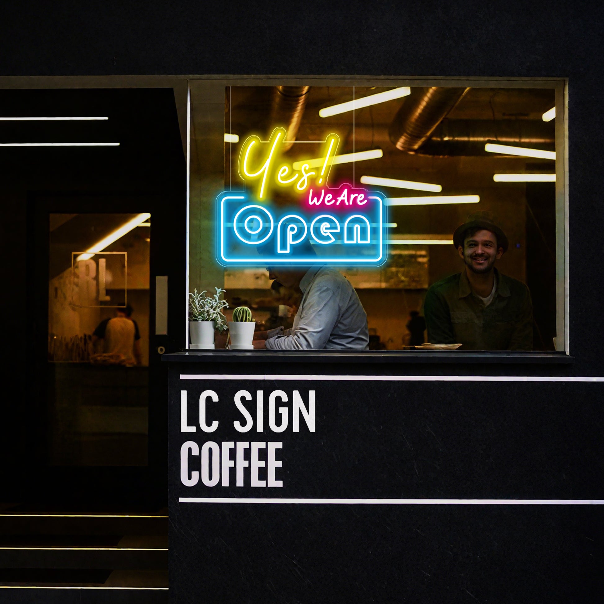 Yes We Are Open Neon Sign for Business Storefront Cafe Restaurant Window Display