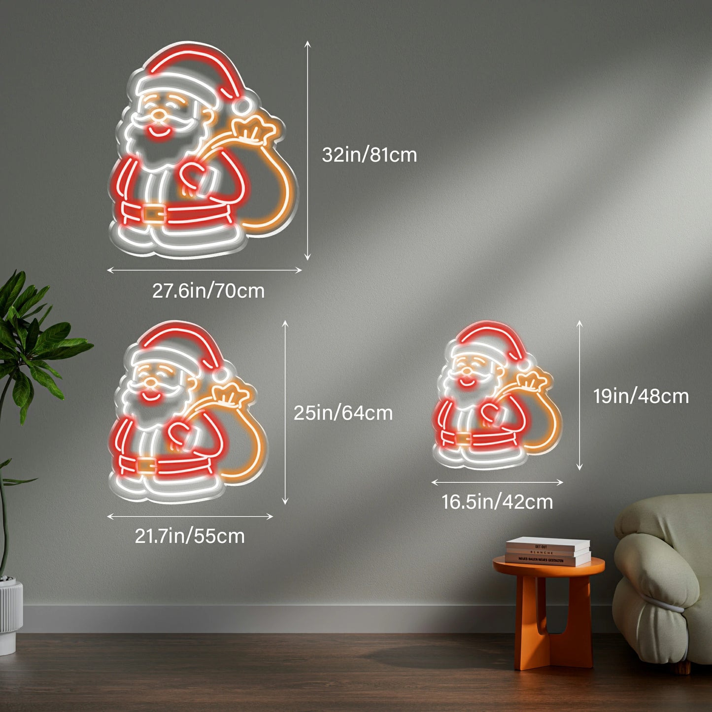 Santa Claus Neon Sign Cute Christmas Wall Light for Kids