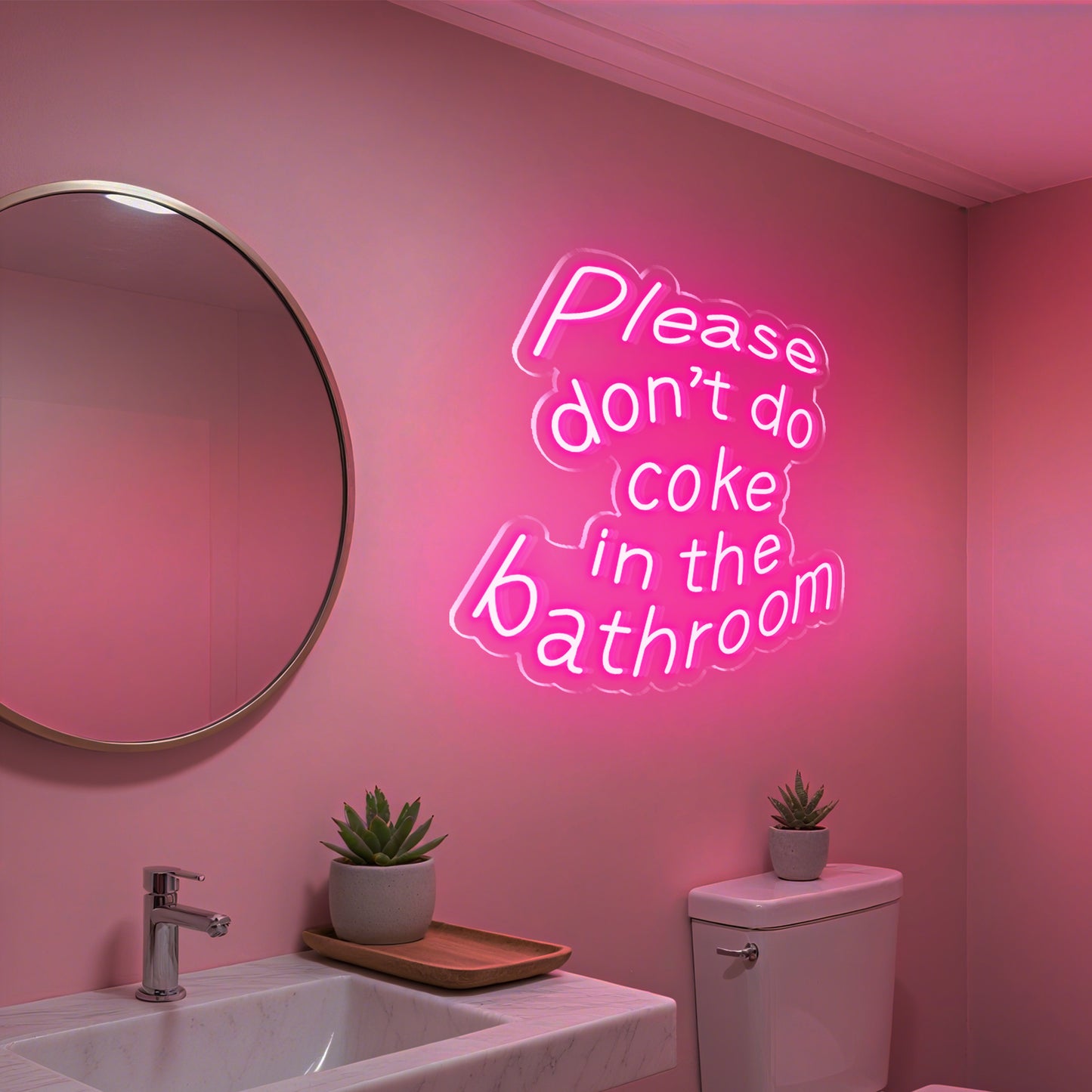 Please Don't Do Coke In The Bathroom Neon Sign Bar Decor