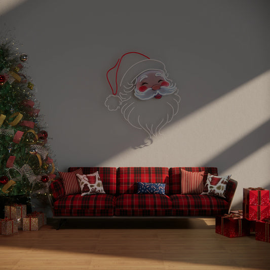 Santa Claus Neon Sign Cute Christmas Cartoon Neon for Kids Christmas Decor