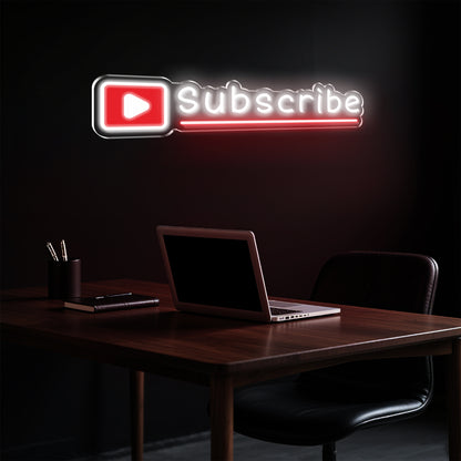 Subscribe Neon Sign for YouTube Twitch Streamer Podcast Content Creator
