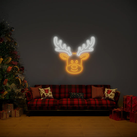 Christmas Reindeer Neon Sign for Rudolph Wall Art Decor