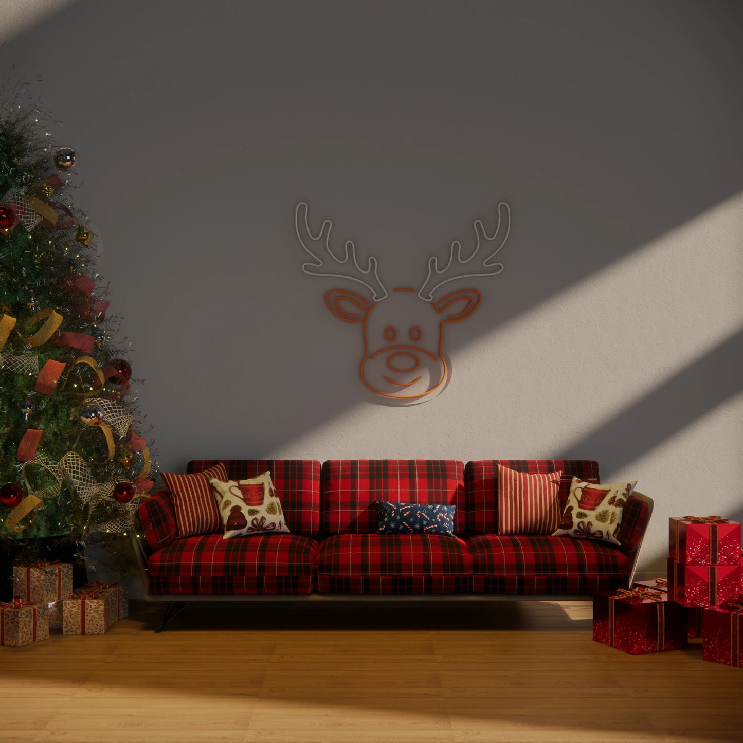 Christmas Reindeer Neon Sign for Rudolph Wall Art Decor