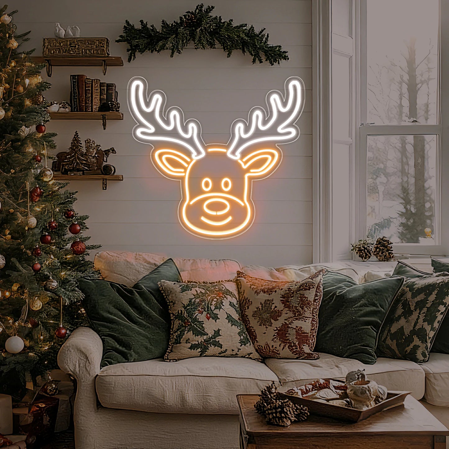 Christmas Reindeer Neon Sign for Rudolph Wall Art Decor