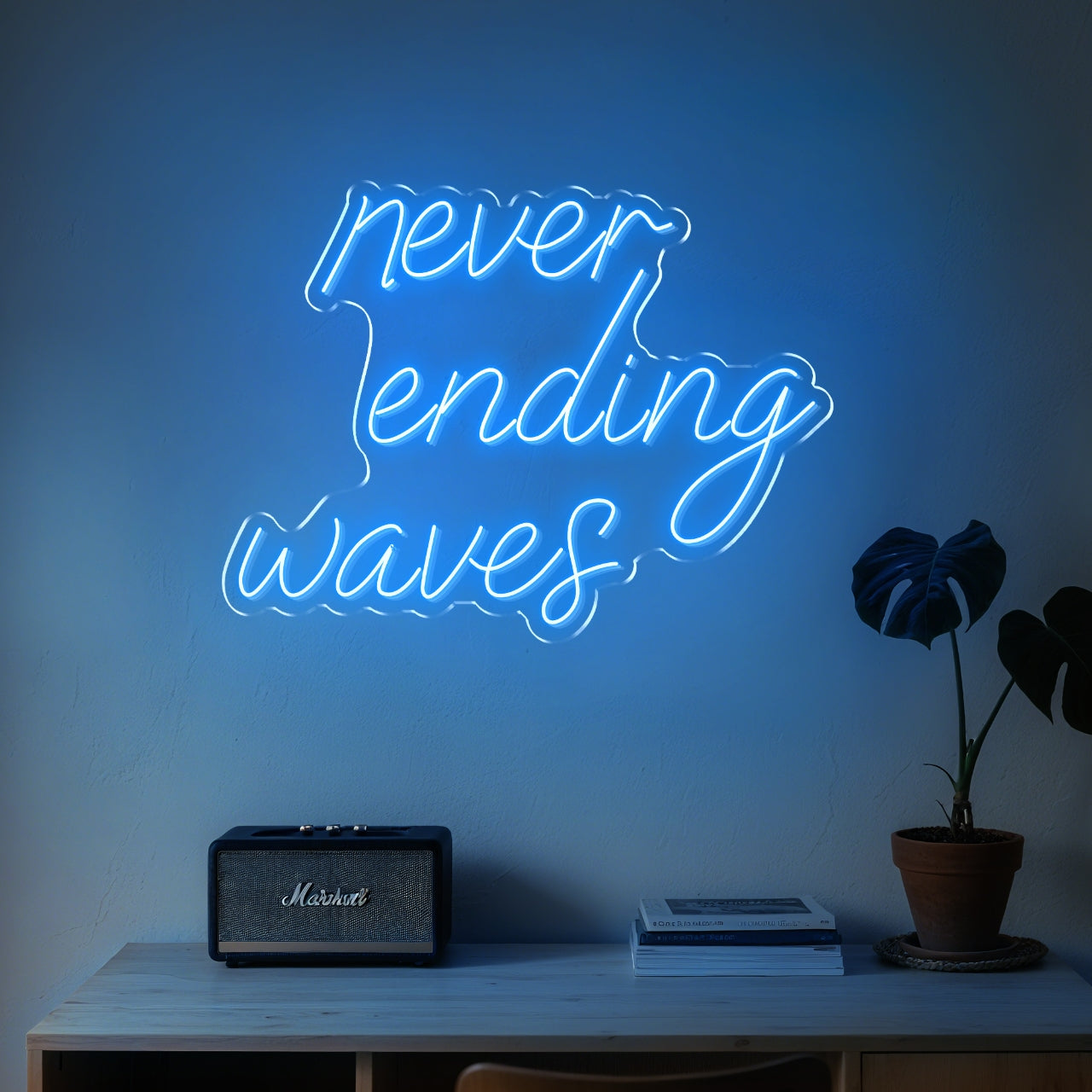 Never Ending Waves Neon Sign for Gaming Room Stream Backdrop