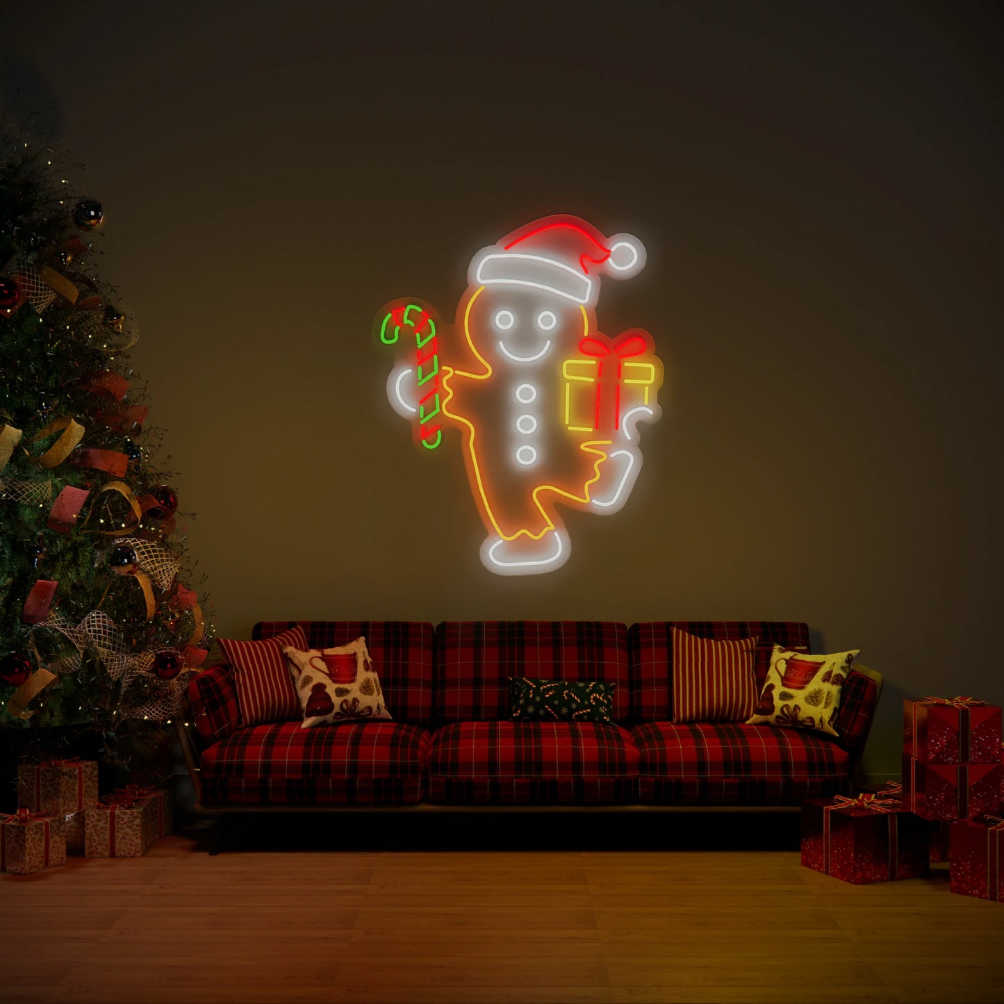 Gingerbread Man Neon Sign for Sweet Christmas Kitchen Decor