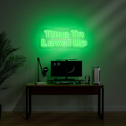 Time To Level Up Neon Sign for Gaming Room Office Gym Motivation Decor