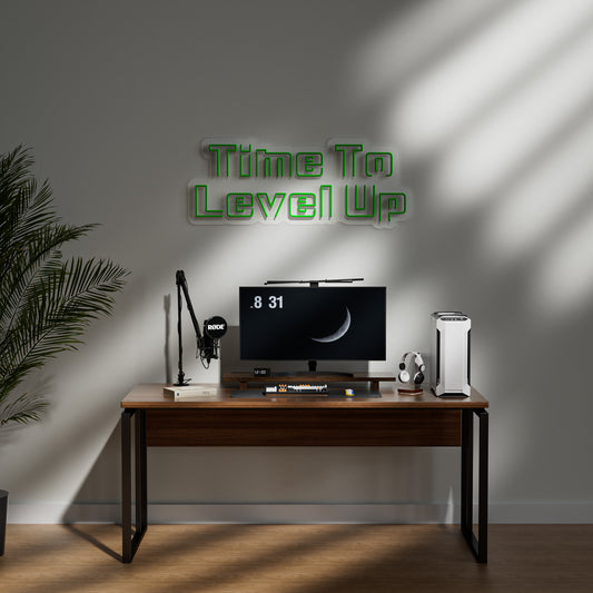 Time To Level Up Neon Sign for Gaming Room Office Gym Motivation Decor