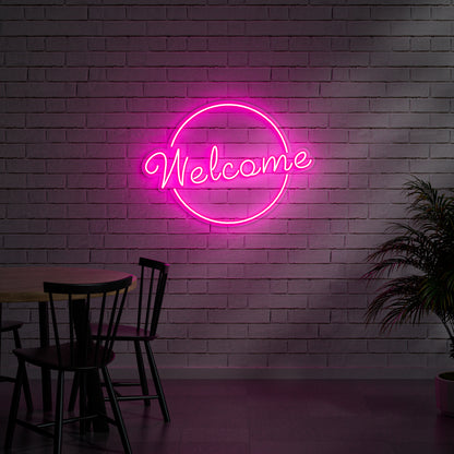 Welcome Neon Sign for Home Business Entryway Front Door Decor