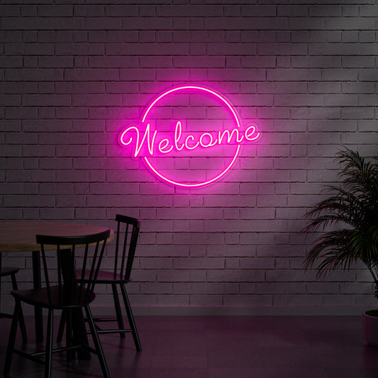 Welcome Neon Sign for Home Business Entryway Front Door Decor