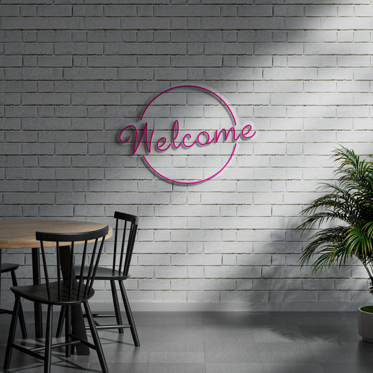 Welcome Neon Sign for Home Business Entryway Front Door Decor