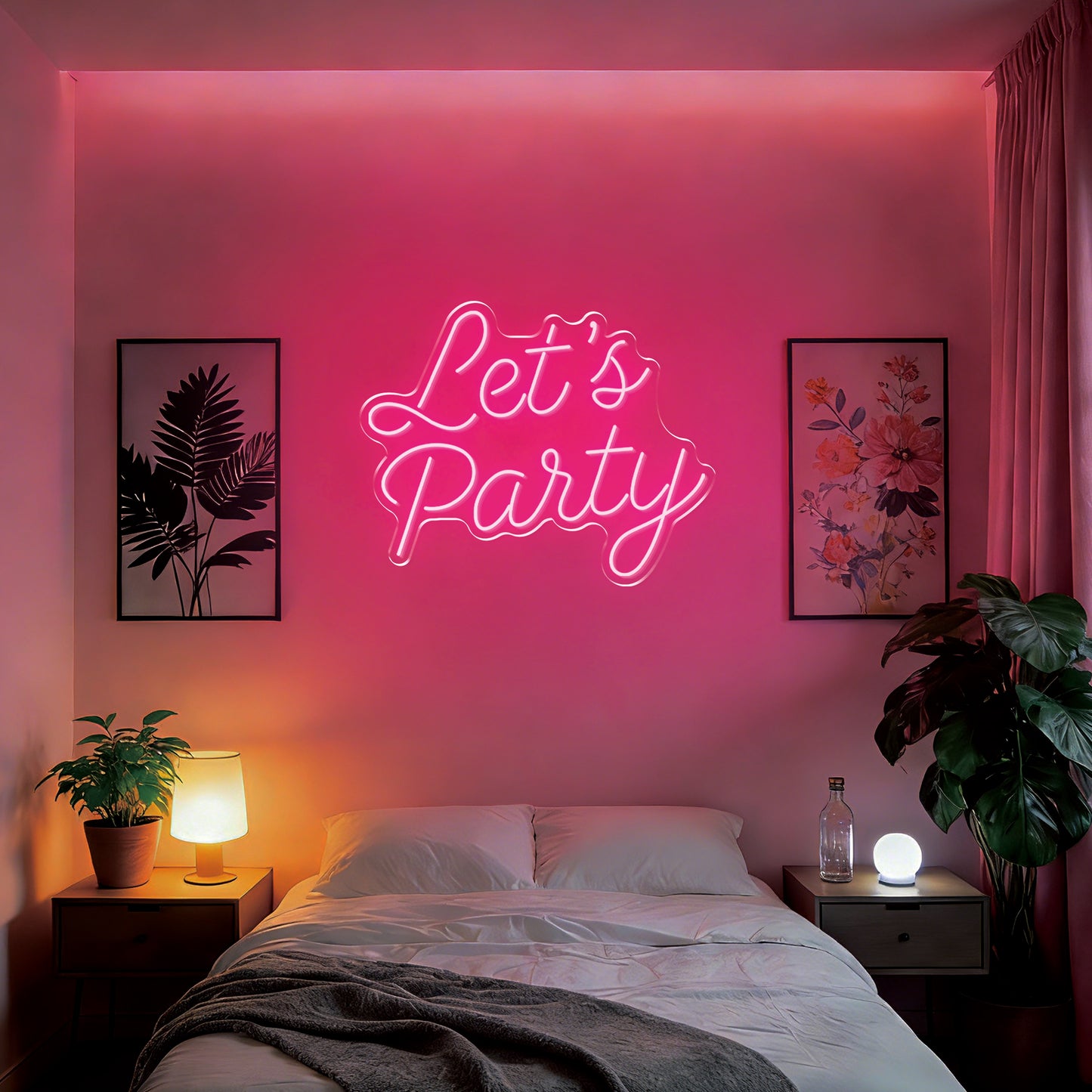 Let's Party Neon Sign for Celebration Birthday Event Decor