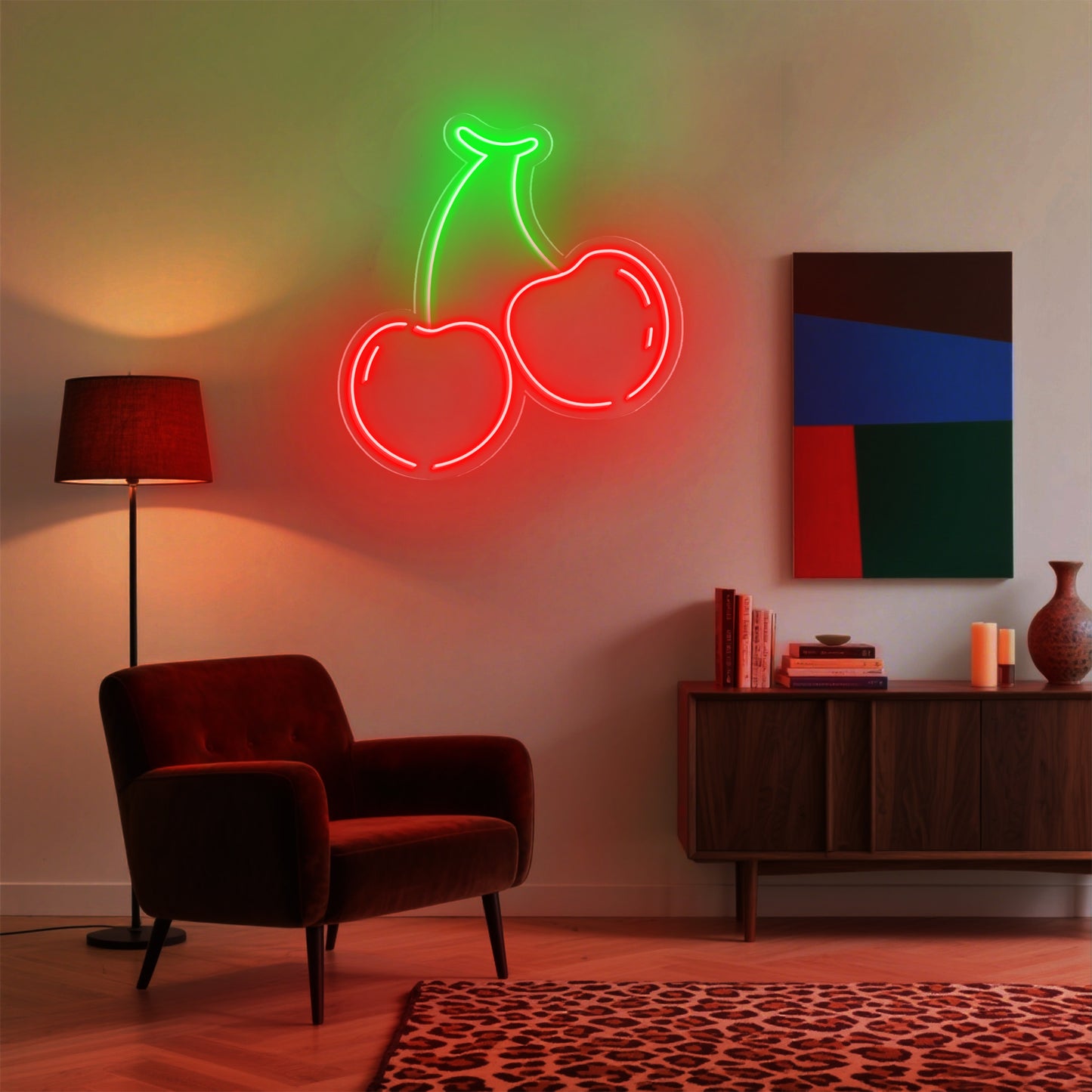 Cherry Neon Sign for Dessert Shop Kitchen Kids Room Decor