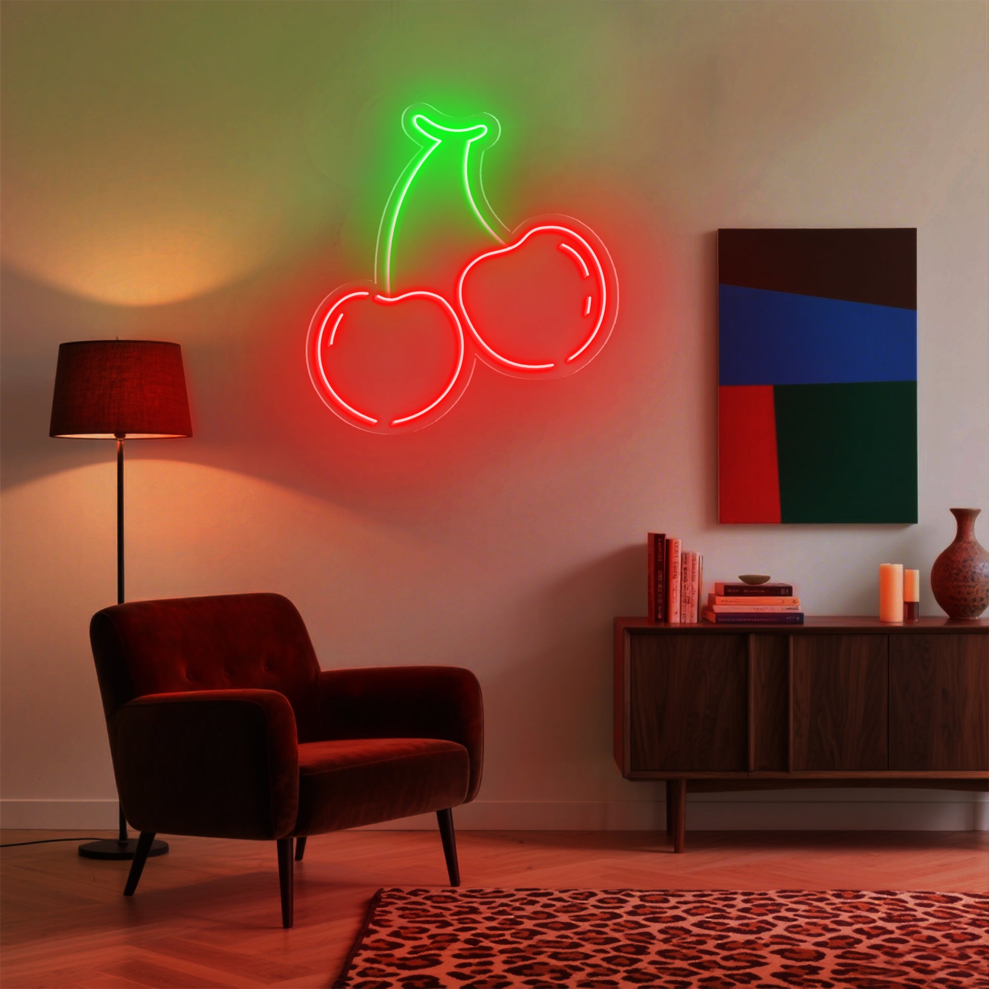 Cherry Neon Sign for Dessert Shop Kitchen Kids Room Decor