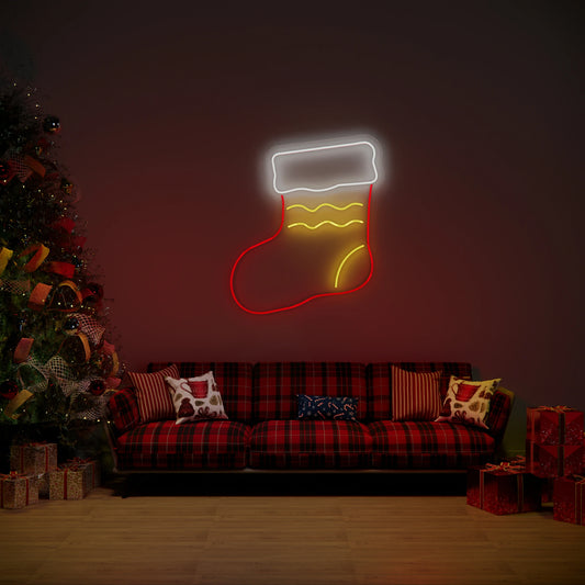 Christmas Socks Neon Sign for Festive Socks Wall Decor