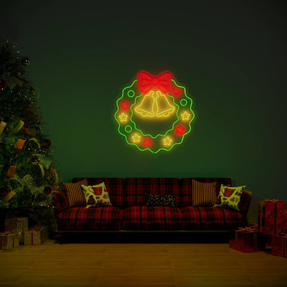 Christmas Wreath Neon Sign for Modern Door & Wall Hanging Decor