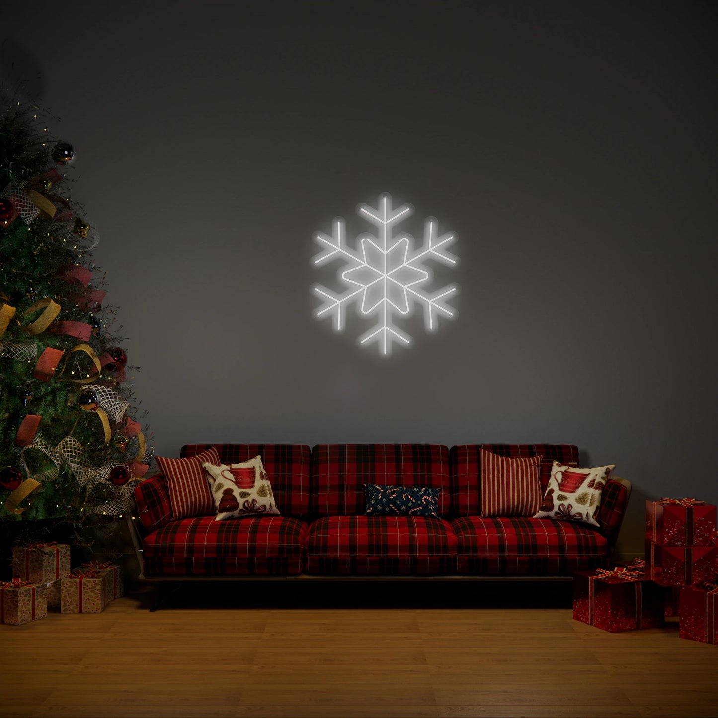 Christmas Snowrflake Neon Sign for Winter Wonderland Holiday Decor