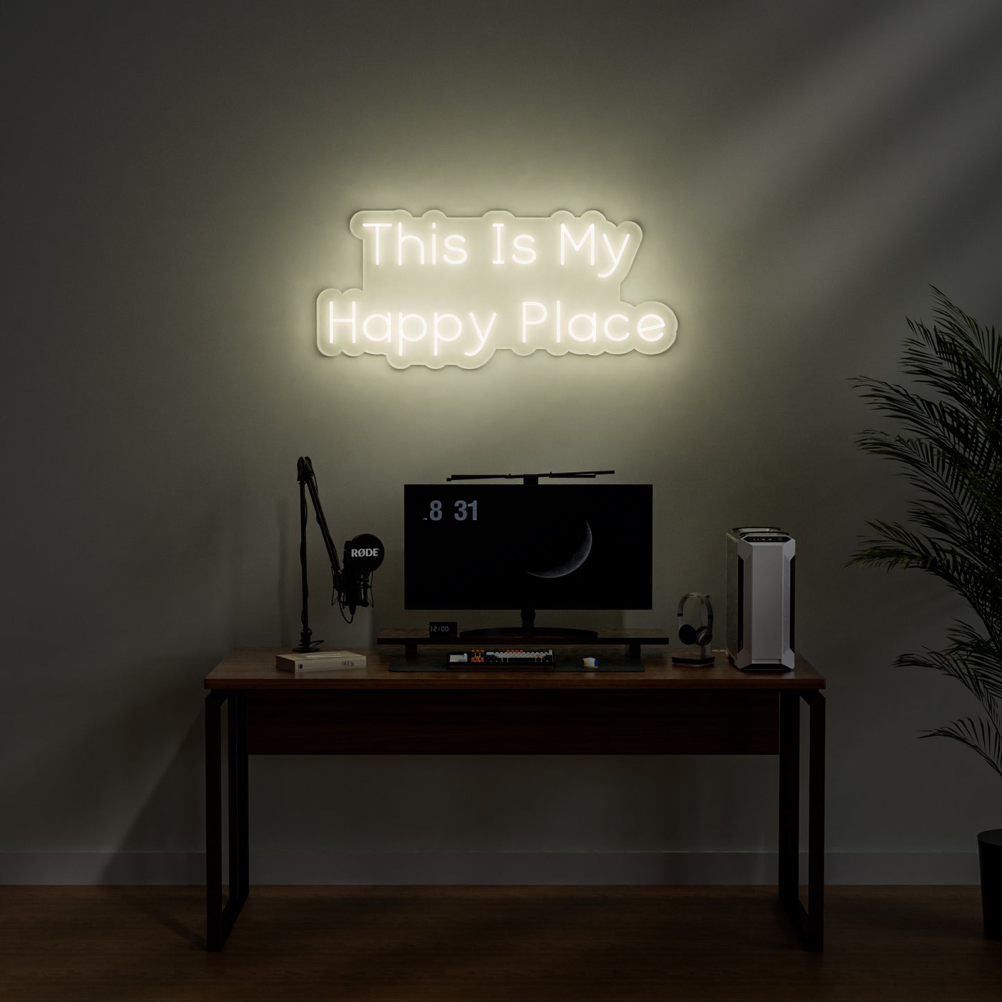 This Is My Happy Place Neon Sign for Bedroom Studio Personal Sanctuary Decor