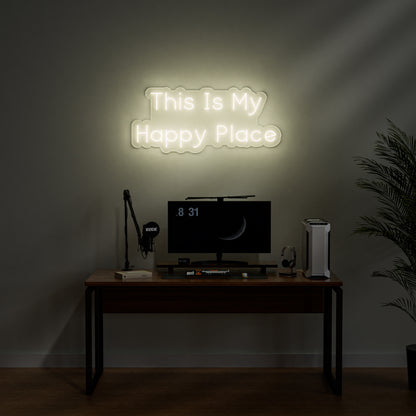 This Is My Happy Place Neon Sign for Bedroom Studio Personal Sanctuary Decor