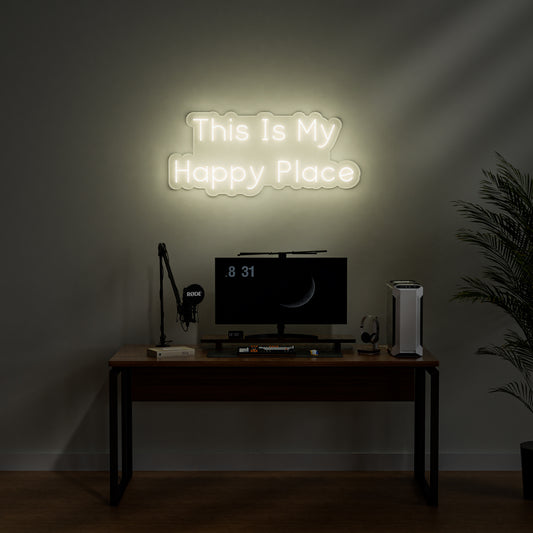 This Is My Happy Place Neon Sign for Bedroom Studio Personal Sanctuary Decor