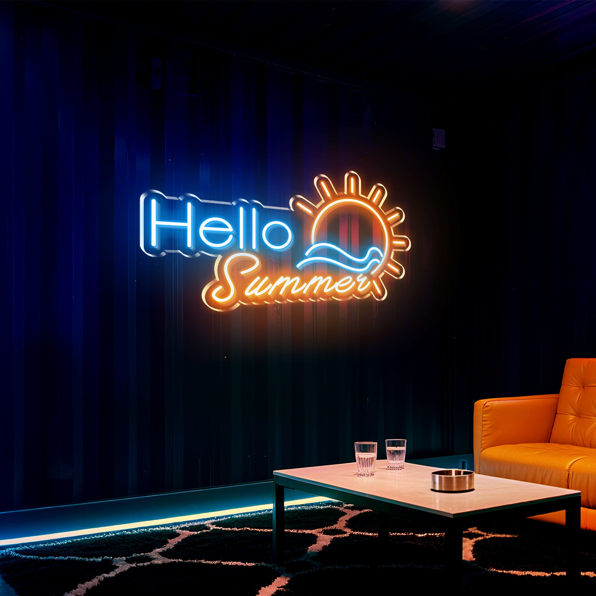 Hello Summer Neon Sign for Beach House Patio Pool Party Seasonal Decor