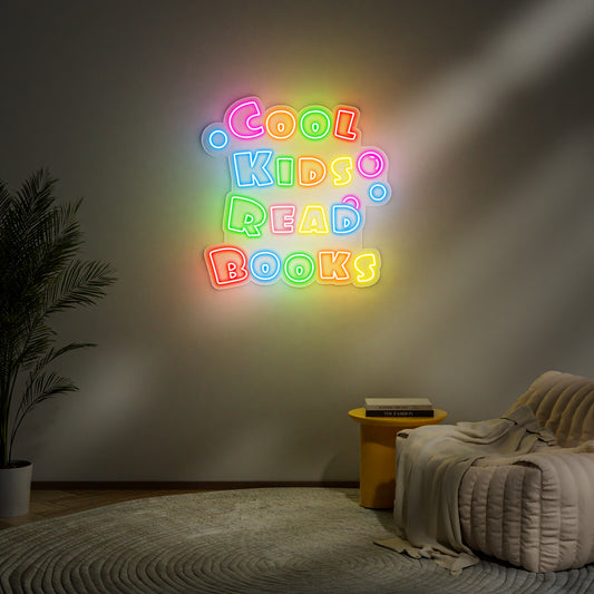Cool Kids Read Books Neon Sign for Kids Room Library Educational Decor