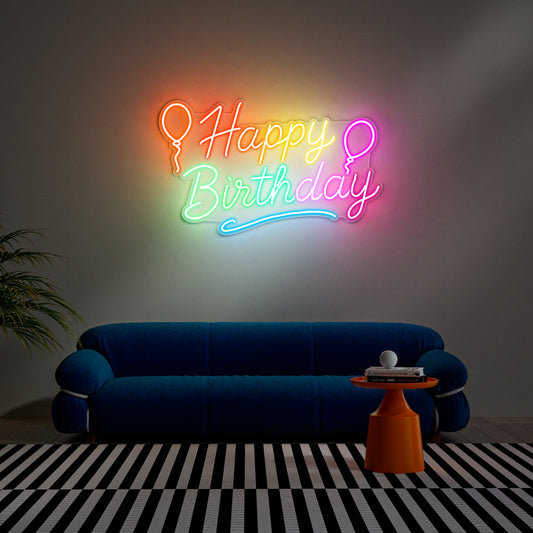 Happy Birthday Neon Sign for Party Backdrop Custom Gift