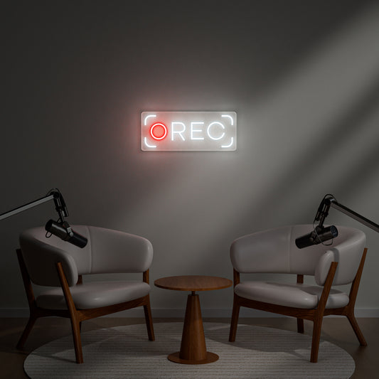 REC Neon Sign for Video Production Photography Studio Podcast Room Streamer