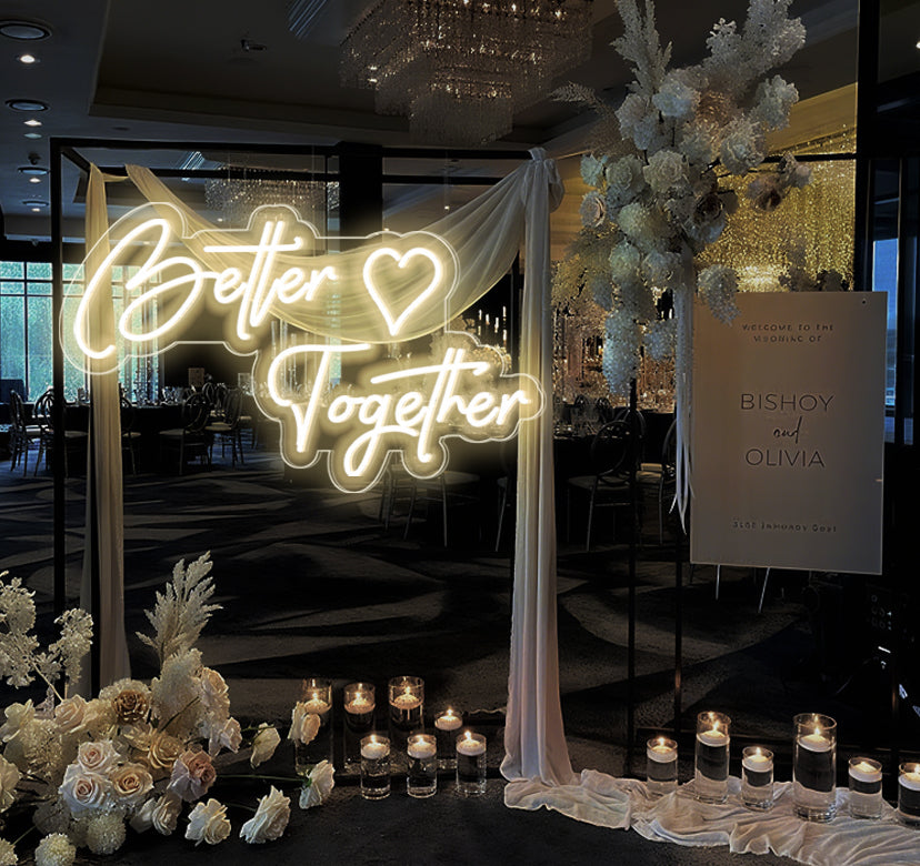 Better Together Neon Sign for Couple Home Friendship Family Decor