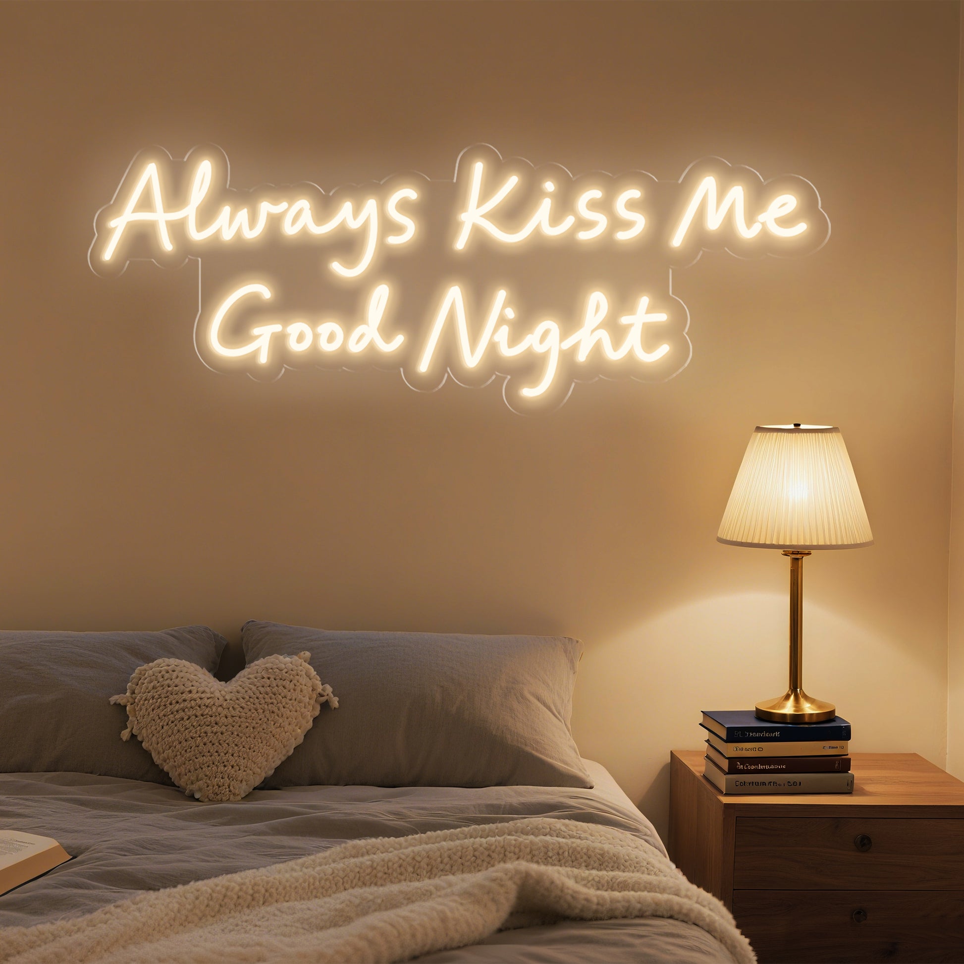 Always Kiss Me Good Night Neon Sign Romantic Bedroom Decor Gift