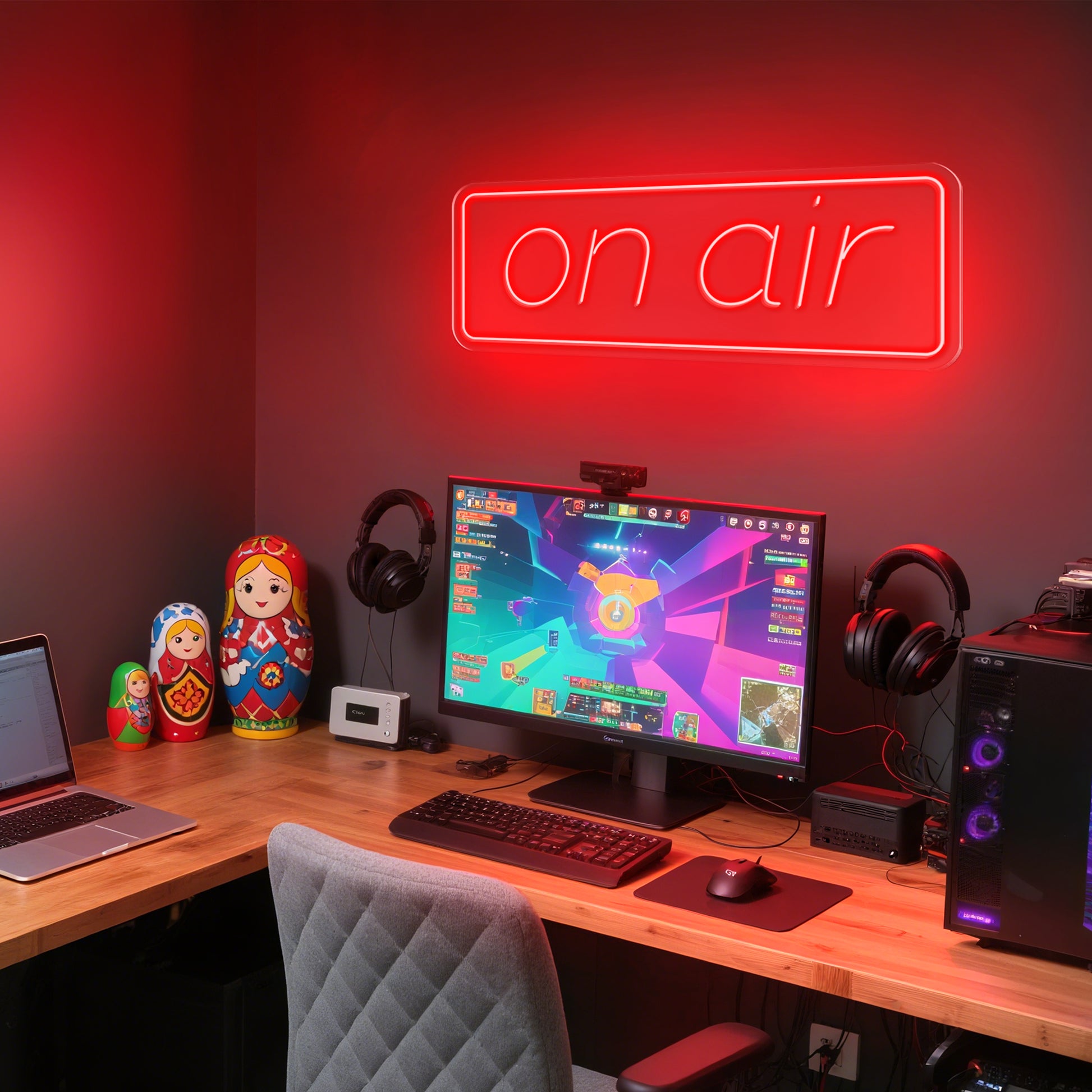 On Air Neon Sign for Live Streaming Gaming Studio Backdrop