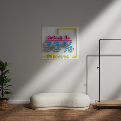 Get Up To 50% Discount Neon Sign for Retail Shop Window Sale Promotion