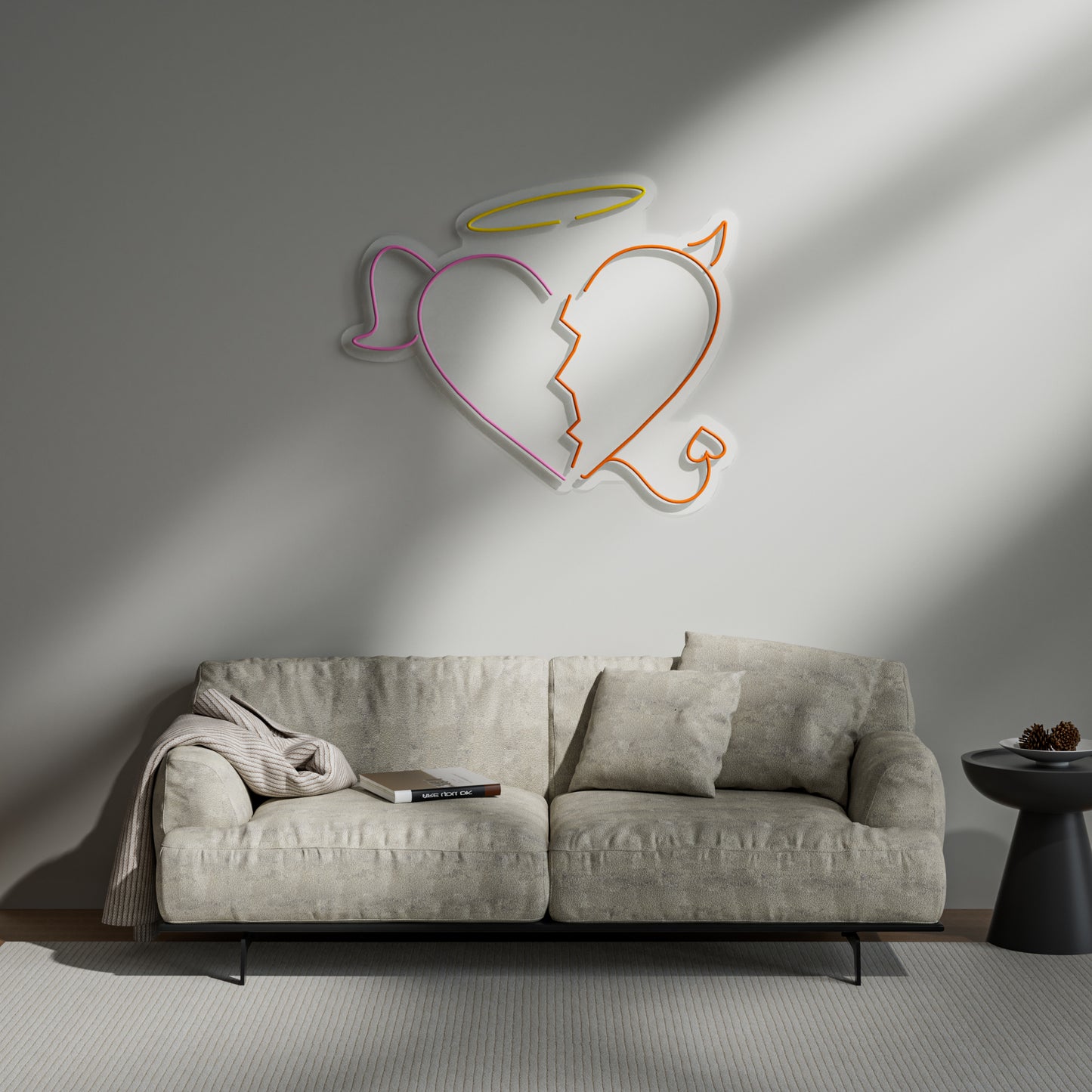 Angle & Devil Heart Neon Sign for Bedroom Game Room Unique Duality Decor