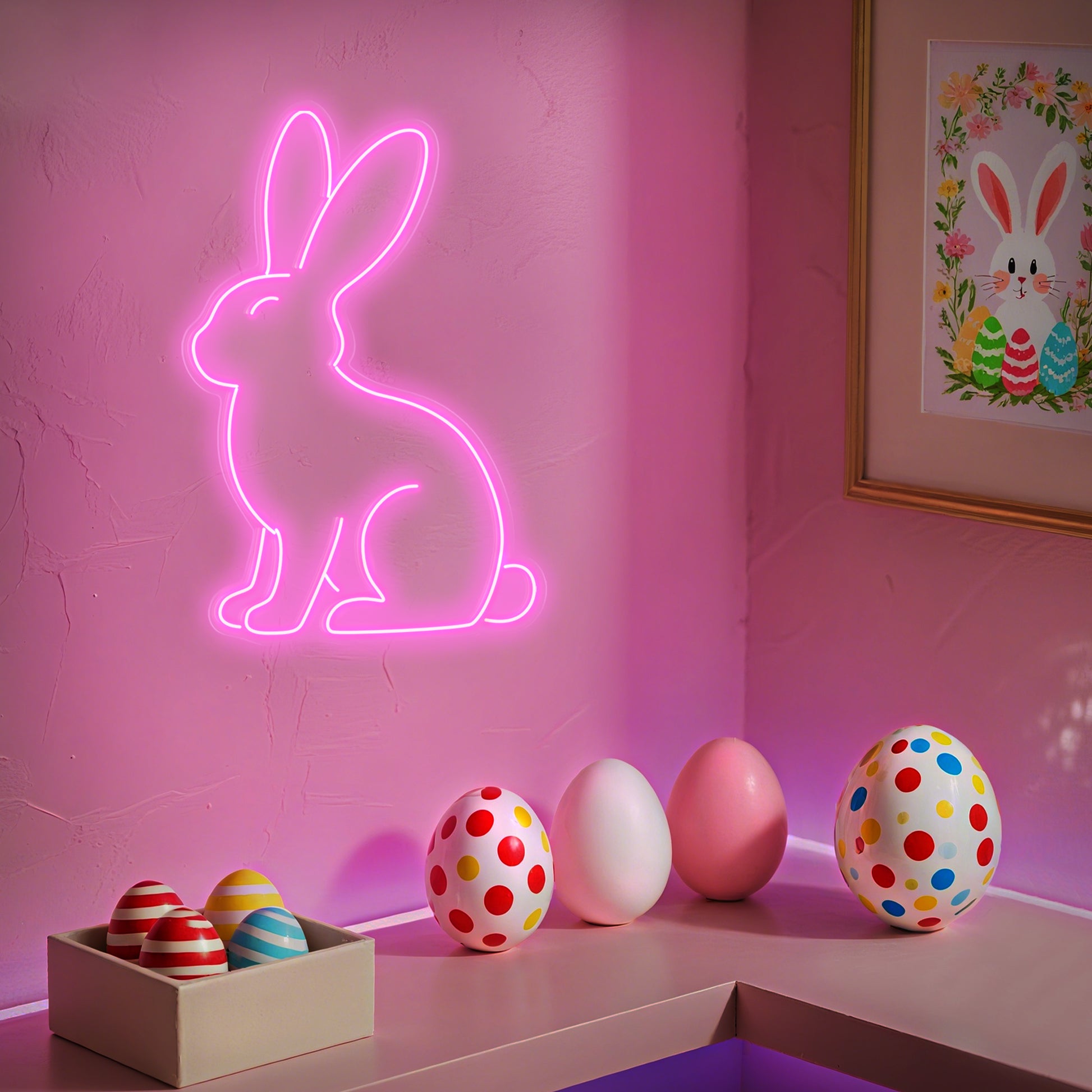 Bunny Neon Sign for Kids Room Pet Store Cozy Home Decor