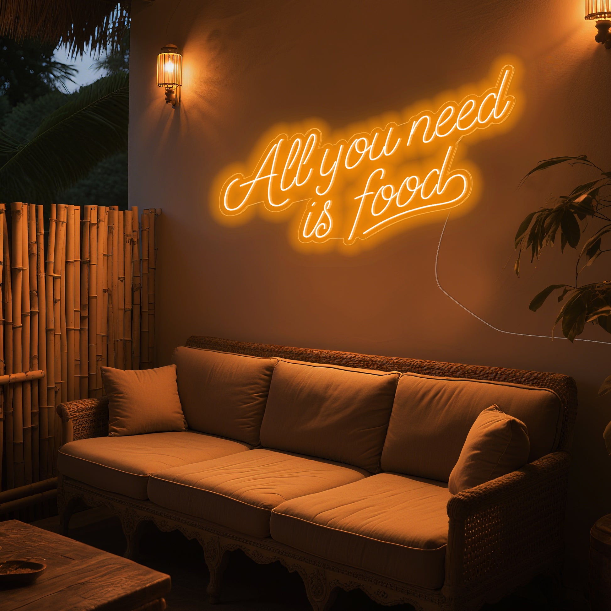 All You Need Is Food Neon Sign for Living Room Kitchen Decor