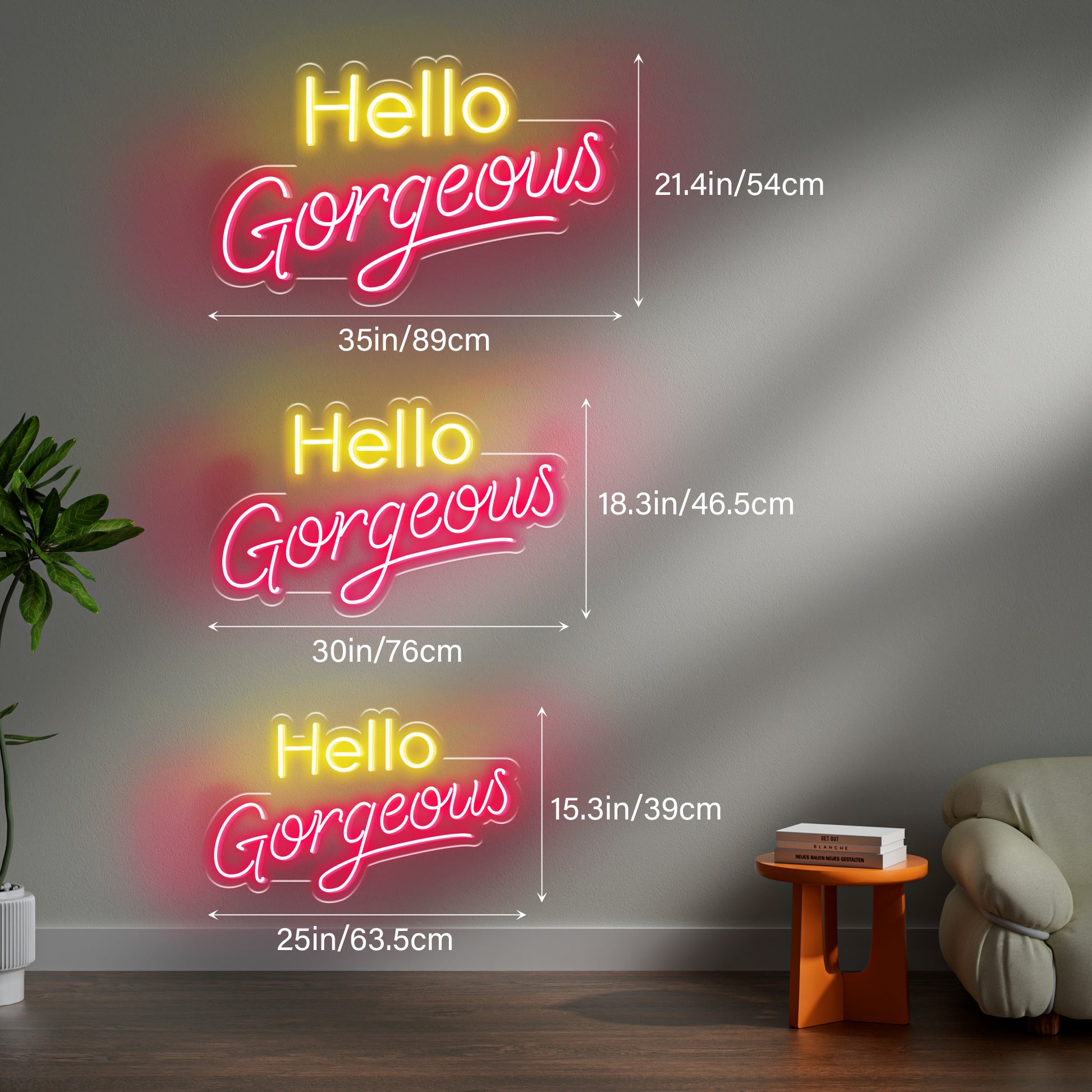Hello Gorgeous Neon Sign for Beauty Salon Bedroom Vanity
